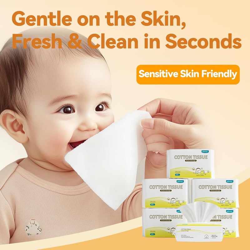 Winner 100 USDA Biobased Dry Wipes Glycerin Infused Cotton Face Towels Ultra Soft Hypoallergenic Baby Necessities for Diaper Changes Meals and Onthego Cleanup 600 Count Pack of 6 - Image 5