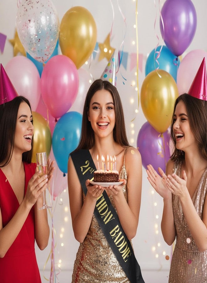 مولين وشاح عيد الميلاد الحادي والعشرين من مولين، وشاح أسود لامع مزين بأحرف ذهبية، وشاح زينة لعيد الميلاد الحادي والعشرين للرجال والنساء، لوازم حفلات أعياد الميلاد - Image 5