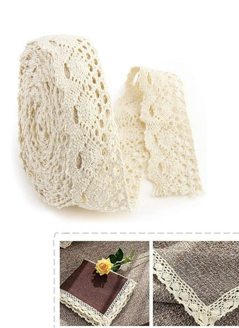 10m Lace Trim for Sewing Vintage Wide Lace Ribbon Crochet Lace Scalloped Edge for Home Decoration DIY Sewing Craft Supply