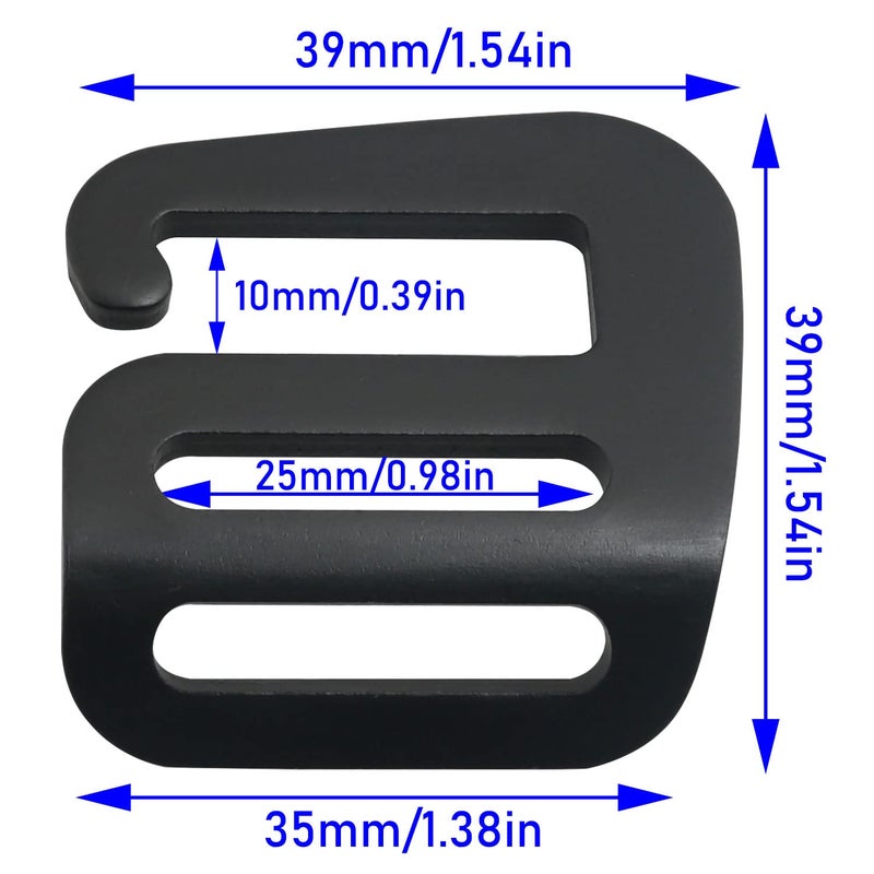 LUORNG 8PCS 4Pairs G-Hook Wave Buckles Backpack Strap Belt Hardware Carabiners Hook Outdoor Webbing Buckle Clips Adjustable Buckles Backpack Luggage Strap Webbing (4 Left + 4 Right) - Image 3
