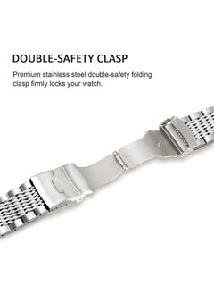 DEALELE Bands Compatible with iWatch 42mm 44mm 45mm 49mm, Solid 15-Rows Stainless Steel Metal Replacement Strap for Apple Watch Series 8 / 7 / 6 / 5 / 4 / 3 / SE / Ultra Women Men (Silver)  - Image 5