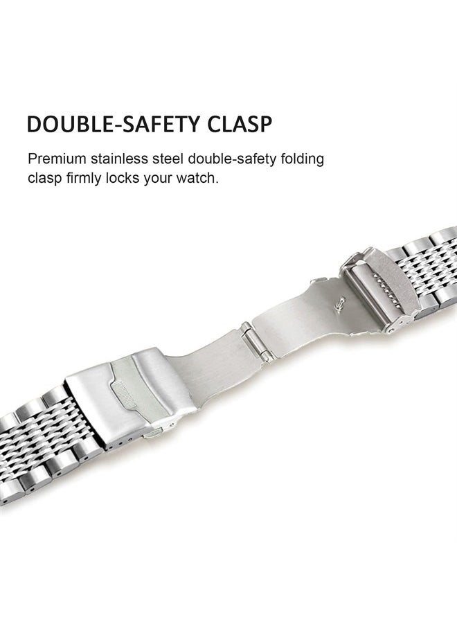 DEALELE - Bands Compatible with iWatch 42mm 44mm 45mm 49mm, Solid 15-Rows Stainless Steel Metal Replacement Strap for Apple Watch Series 8 / 7 / 6 / 5 / 4 / 3 / SE / Ultra Women Men (Silver) - Image 1