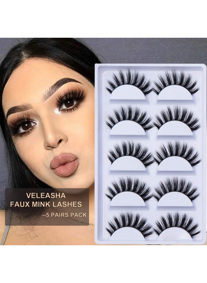 Veleasha Lashes 5D Faux Mink Lashes 100% Handmade Luxurious Fake Eyelashes Lightweight Fluffy False Eyelashes 5 Pairs Pack (Princess) - Image 3