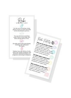 Reiki Aftercare And Faq Client Cards ; 50 Pack ; 2 X 3.5” Business Cards For Practitioners To Give After Session White With Chakra Symbols Spiritual Healing Massage Therapy What To Expect From Reiki
