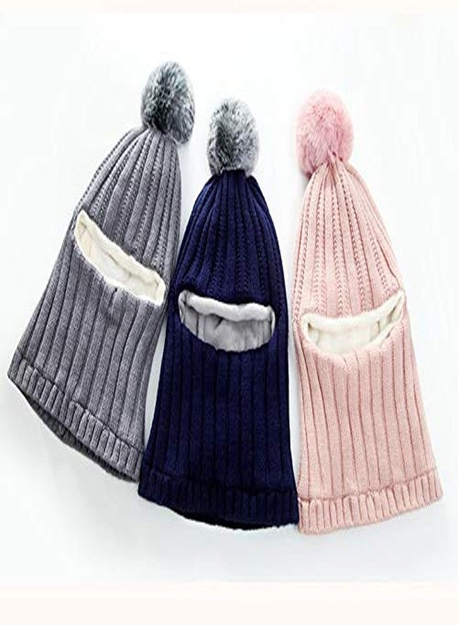 ZWA Baby Girls Boys Winter Hat Scarf Earflap Hood Scarves Toddler Kids Navy, 2-5T - Image 5