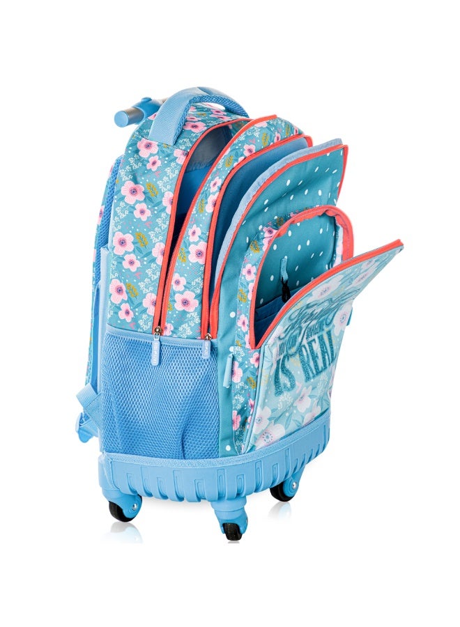 Eazy Kids 18" 4-Wheel Trolley School Set w/ Lunch Bag and Pencil case – Flora Edition - Image 5