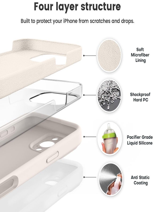 Vooii Compatible with iPhone 16 Pro Case, Liquid Silicone Upgrade [Camera Protection] [Soft Anti-Scratch Microfiber Lining] Shockproof Phone Case for iPhone 16 Pro 6.3 inch - Stone - Image 2
