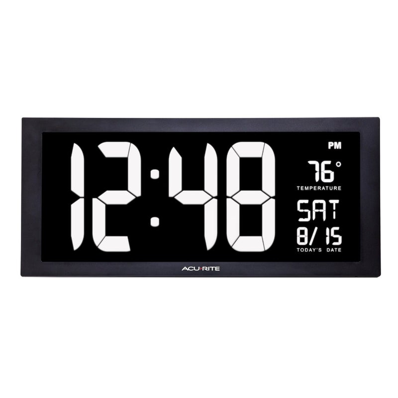 AcuRite 76102M Oversized LED Clock with Indoor Temperature Date and FoldOut Stand 18  White