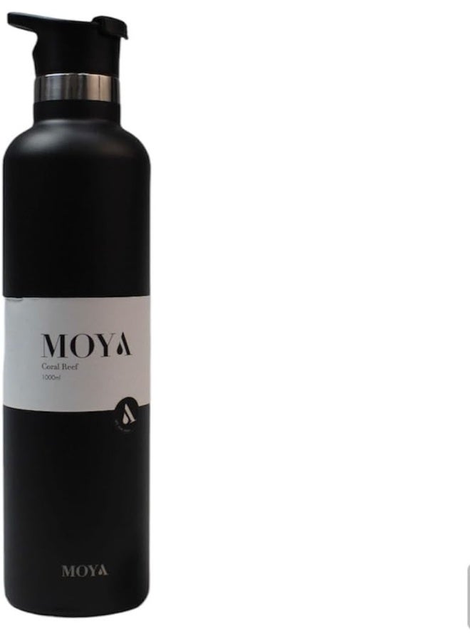 Moya Coral Reef Insulated Sustainable Water Bottle with Spout Lid, 1 Liter Capacity Black - Image 2
