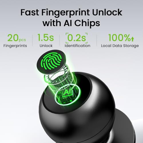 GHome Smart Fingerprint Door Lock, 3 in 1 Smart Fingerprint Door Knob with App Control & Key, Auto Lock, Biometric Thumbprint Door Locks for Bedroom, Garage, Home & Office - Image 3