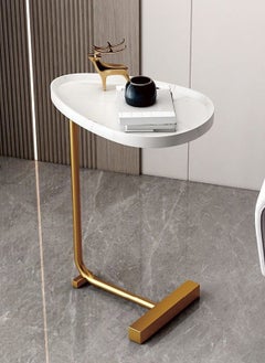 Sharpdo Simple Living Room Creative Marble Texture C-Shaped Side Table Bedside Movable Coffee Table 30*45*70CM  - Image 4