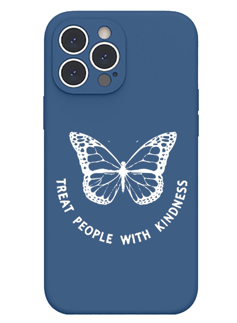 Theodor Protective Slim Fit Case Liquid Silicone Cover with Full Body Protection Anti-Scratch Shockproof Case For iPhone 13 Pro Blue  - Treat people with kindness-01 - Image 1