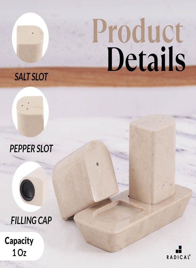 Radicaln Marble Salt and Pepper Shakers 2.5" Inches Verona Handmade Saleros Salt Containers For Countertop With Tray, Kitchen Counter Decor Seasoning Containers, Ideal Spice, Pink Salt Holder - Image 5