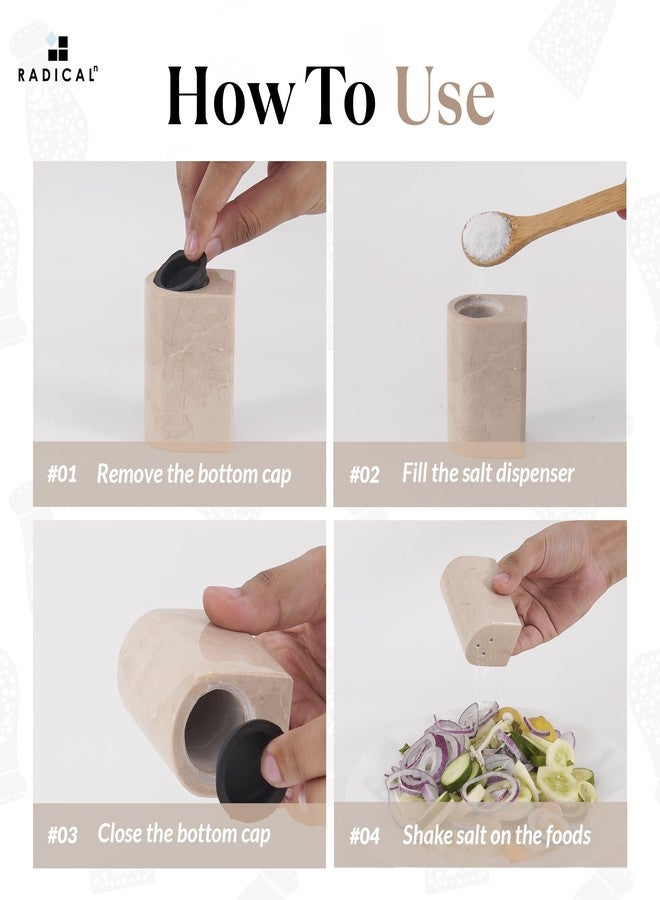 Radicaln Marble Salt and Pepper Shakers 2.5" Inches Verona Handmade Saleros Salt Containers For Countertop With Tray, Kitchen Counter Decor Seasoning Containers, Ideal Spice, Pink Salt Holder - Image 3