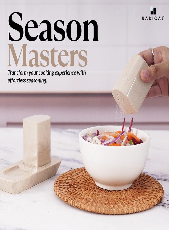 Radicaln Marble Salt and Pepper Shakers 2.5" Inches Verona Handmade Saleros Salt Containers For Countertop With Tray, Kitchen Counter Decor Seasoning Containers, Ideal Spice, Pink Salt Holder - Image 2