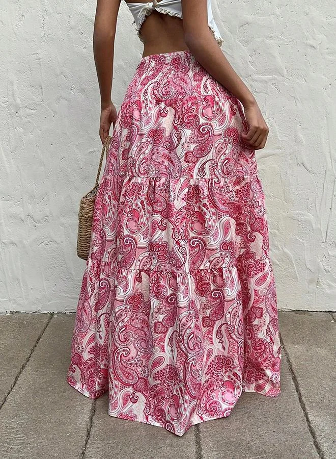 Take Two Women Pink Paisley Maxi Skirt