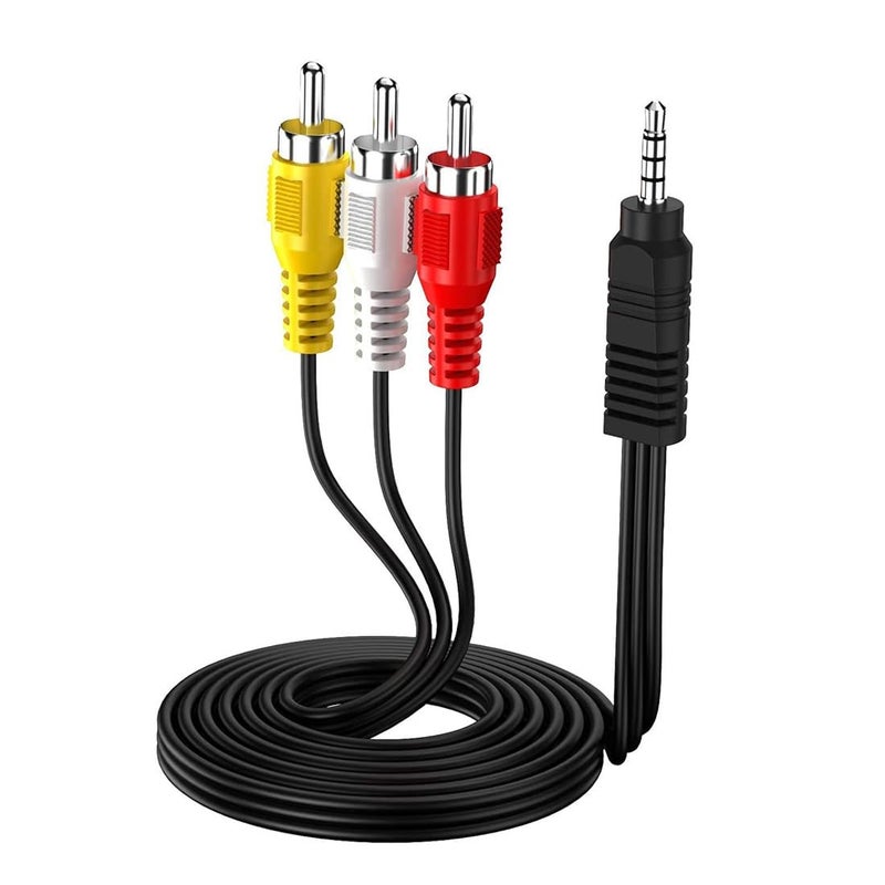 Imaashi Gold-Plated Stereo 3.5mm Male to 3RCA Male AV Cable - Stereo Audio & Composite Video Output for HD TVs, Home Audio, Camcorder, Smartphones,MP3,Tablets,Speakers,Home Theater Etc. 1.5 Meter - Image 1