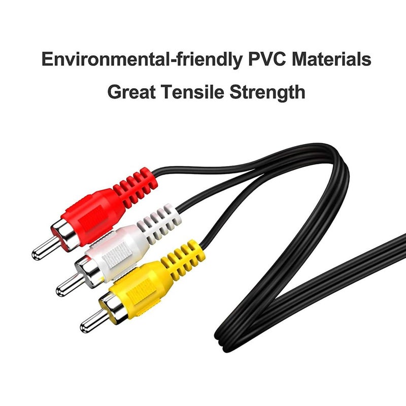 Imaashi Gold-Plated Stereo 3.5mm Male to 3RCA Male AV Cable - Stereo Audio & Composite Video Output for HD TVs, Home Audio, Camcorder, Smartphones,MP3,Tablets,Speakers,Home Theater Etc. 1.5 Meter - Image 3