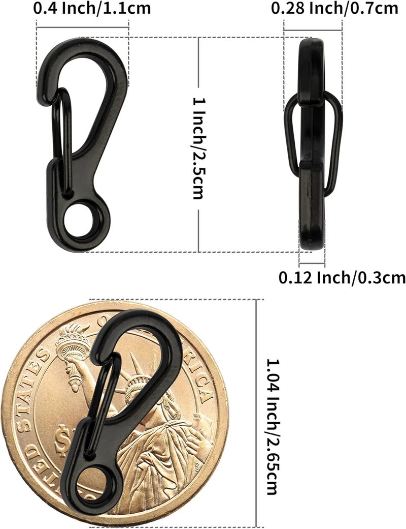 SWATOM Small Mini Carabiner Clip Tiny Spring Snap Hook Keychains Micro Carabiners for Paracord EDC Alloy Key Rings Outdoor Hiking Fishing Camping Backpack Accessories - Image 2