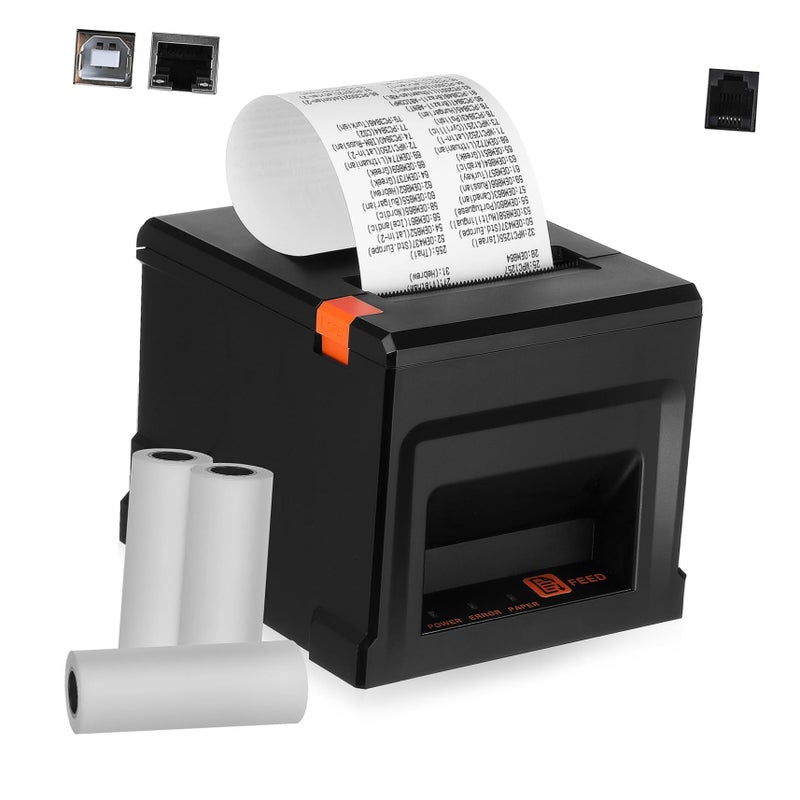 High Speed Thermal Receipt Printer With Cutter Portable Us Plug White - Image 2