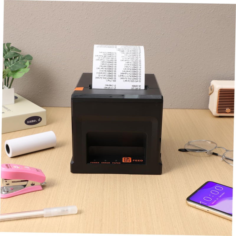 High Speed Thermal Receipt Printer With Cutter Portable Us Plug White - Image 4