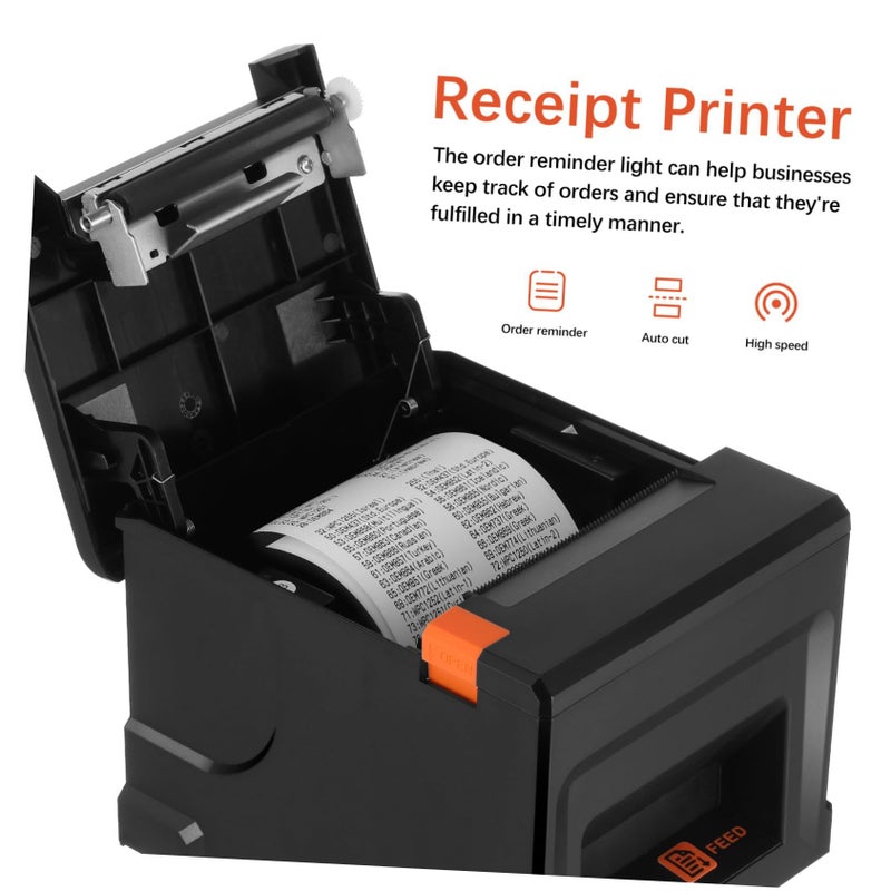 High Speed Thermal Receipt Printer With Cutter Portable Us Plug White - Image 5