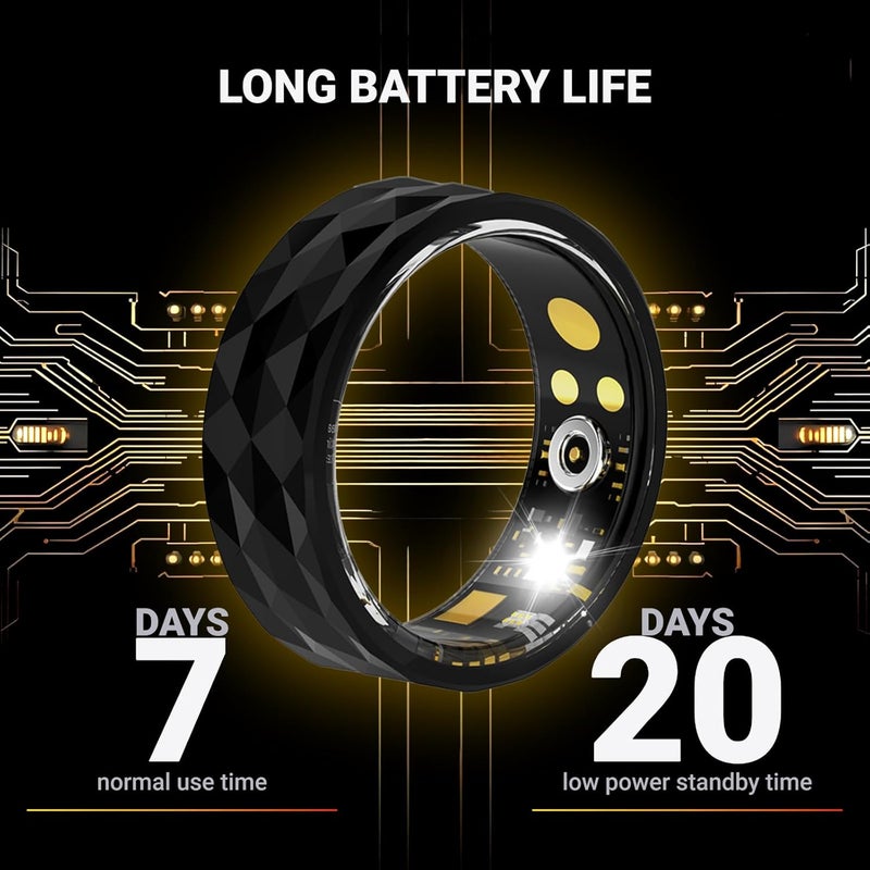 activity tracker,IP68 Waterproof Smart Ring for Men Women, SmartRing with with Calories, Heart Rate, Step Counter, Blood Oxygen Monitor, Compatible with Android & iOS(19.8mm) - Image 2