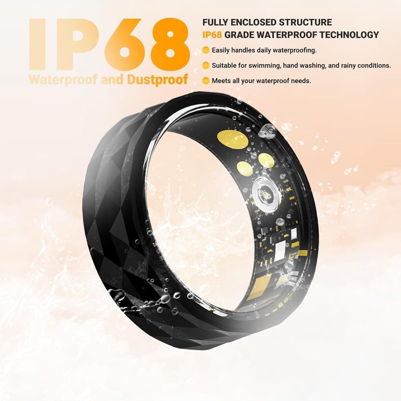 activity tracker,IP68 Waterproof Smart Ring for Men Women, SmartRing with with Calories, Heart Rate, Step Counter, Blood Oxygen Monitor, Compatible with Android & iOS(19.8mm) - Image 4