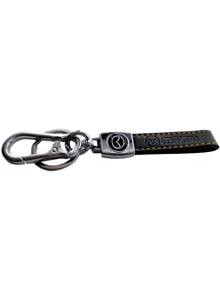mazda Metal Ring With PU Leather Strap Keychain, MAZDA Car Key Chain, Home Key Chain 1 Pcs  - Image 2