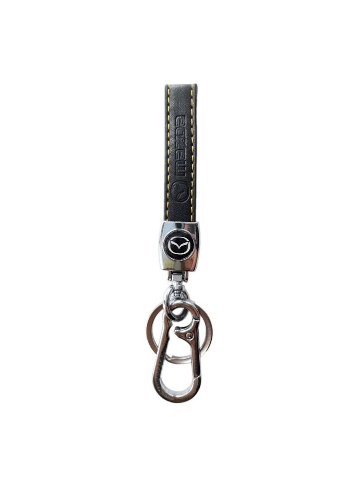 mazda Metal Ring With PU Leather Strap Keychain, MAZDA Car Key Chain, Home Key Chain 1 Pcs  - Image 3