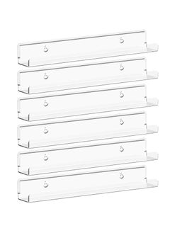 Generic Floating Shelves for Vinyl Record, 6 Pack 12" Clear Acrylic Wall Shelf Room Decor for Book/Photo/Picture/Makeup Display in Bedroom, Living Room, Bathroom Storage and Organization  - Image 1