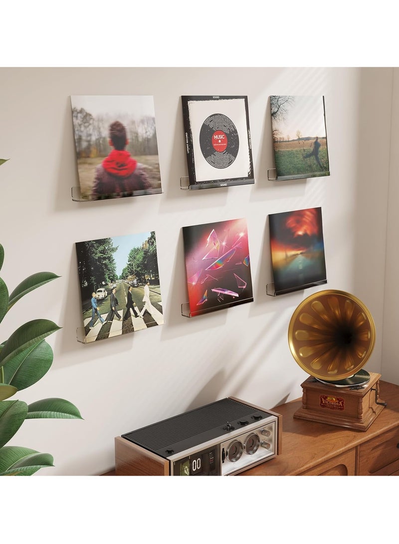 Floating Shelves for Vinyl Record, 6 Pack 12" Clear Acrylic Wall Shelf Room Decor for Book/Photo/Picture/Makeup Display in Bedroom, Living Room, Bathroom Storage and Organization - Image 2