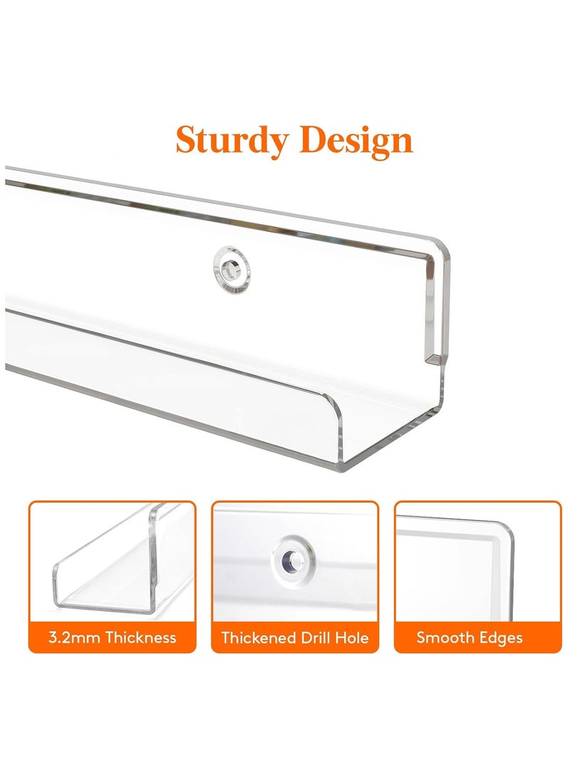 Floating Shelves for Vinyl Record, 6 Pack 12" Clear Acrylic Wall Shelf Room Decor for Book/Photo/Picture/Makeup Display in Bedroom, Living Room, Bathroom Storage and Organization - Image 5