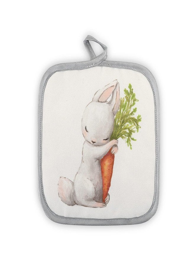 QCWN Spring Cute Bunny Rabbit Print Oven Gloves and Pot Holders Set, Cute Rabbit Print Pot Holders and Oven Mitts for Kitchen Cooking and Baking, Easter Gifts - Image 5