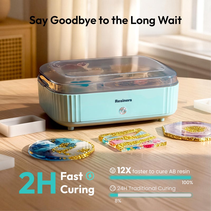 Resiners Resin Curing Machine with Larger Tray for Resin Starter, Cure Air, Auto Curing 2H Resin Supplies, Resin Dryer Curing Station for Epoxy Resin Molds Art Craft Casting, Mint Green (Patented) - Image 2