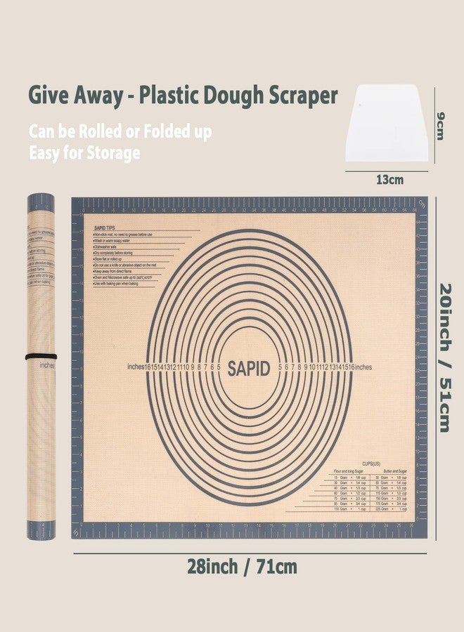 Sapid Extra Thick Silicone Pastry Mat Non-slip with Measurements for Non-stick Silicone Baking Mat Extra Large, Dough Rolling, Pie Crust, Kneading Mats, Countertop, Placement Mats (20" x 28",Gray) - Image 2