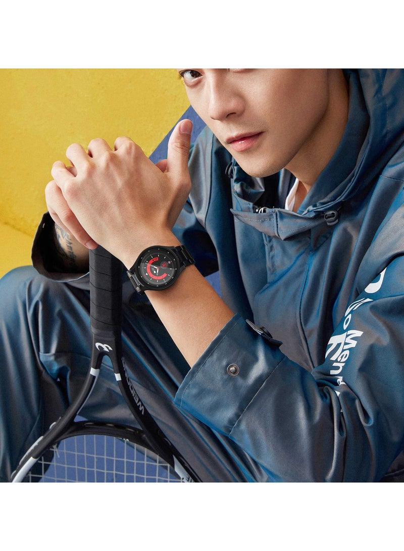 TPU Soft Shell Time Scale Glass Screen Protector Film Case for Samsung Galaxy Watch 5 Pro 5 Pro 45mm Bumper Watch5 Pro Full Cover Shockproof Anti Scratch Protective Case Black - Image 2