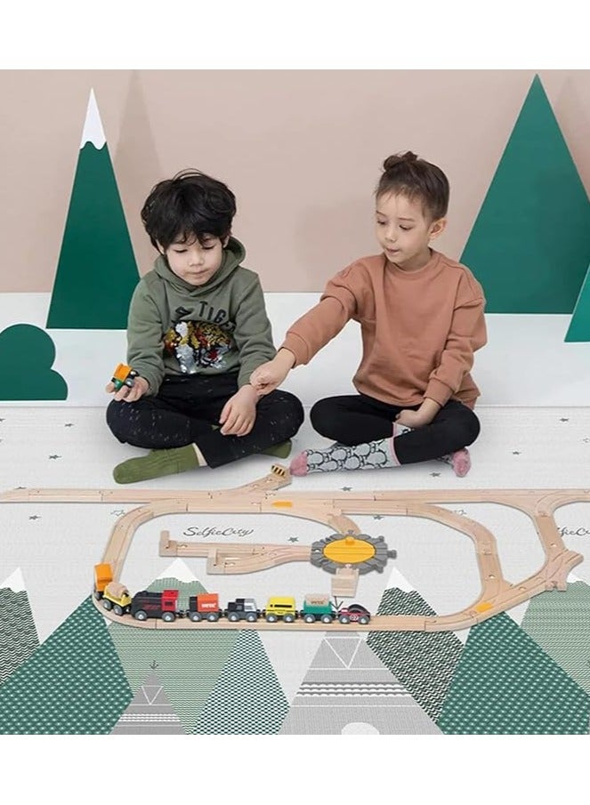 حسم سجادة لعب للأطفال إسفنجي قابل للطي وكبير الحجم مصمم الرضع والأطفال الصغار بخصائص سميكة مضادة للانزلاق ومادة مقاومة للماء لحماية الأرضية ومناسب للحبو واللعب 200 × 180 سم - Image 2