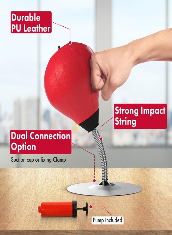 GLACIAL Stress Relief Desktop Punching Bag I Comes with Desk Clamp and Extra Strong Suction Cup I Red - Image 3