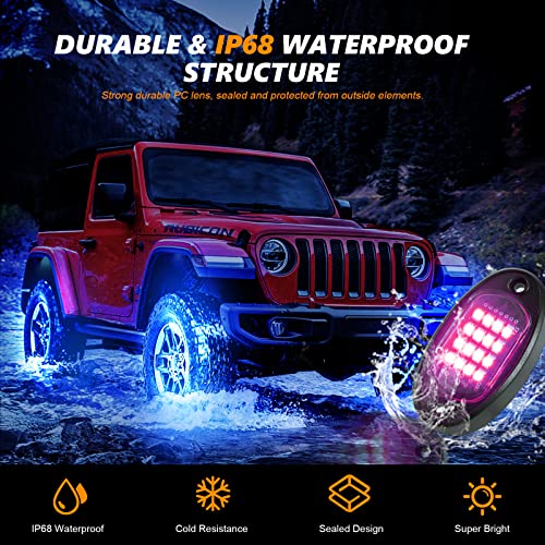 TDE Explorer.Lighting 10 Pods RGB LED Rock Lights for Truck ATV UTV Golf Cart Offroad RZR Pickup SUV Waterproof Multicolor Underglow Kit for Cars with APP Music Mode Vehicle Underbody Light Underneath Accent 12V - Image 3