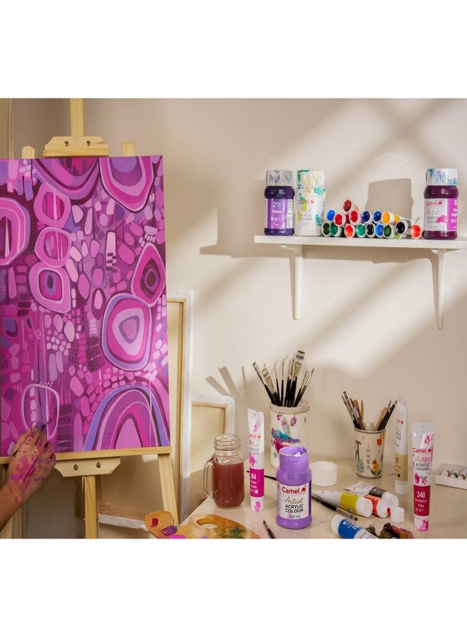 Camel Artist Acrylic Colours 24 Shades, 9ml with 2 Artist Brushes - Image 2