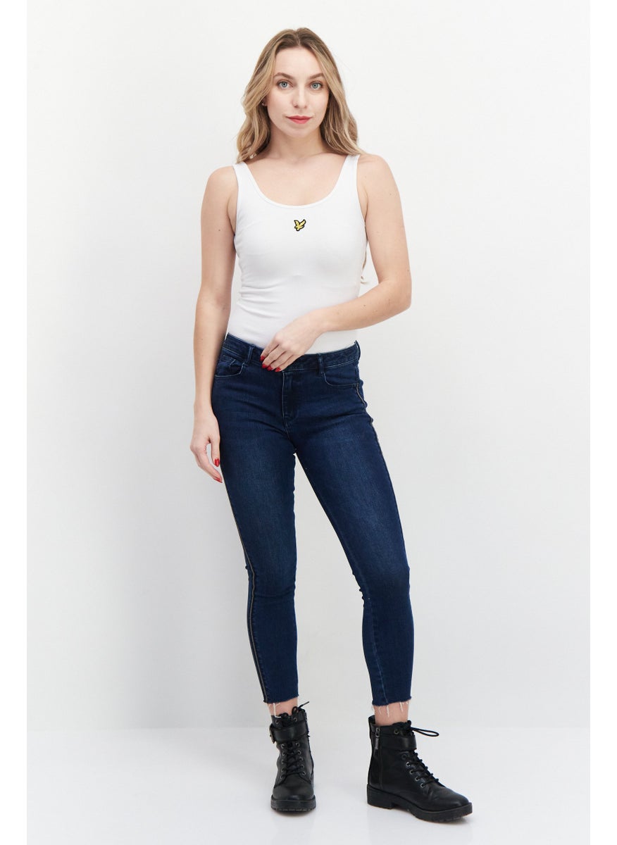 Lyle & Scott Women Scoop Neck Sleeveless Brand Logo Bodysuit, White  - Image 4