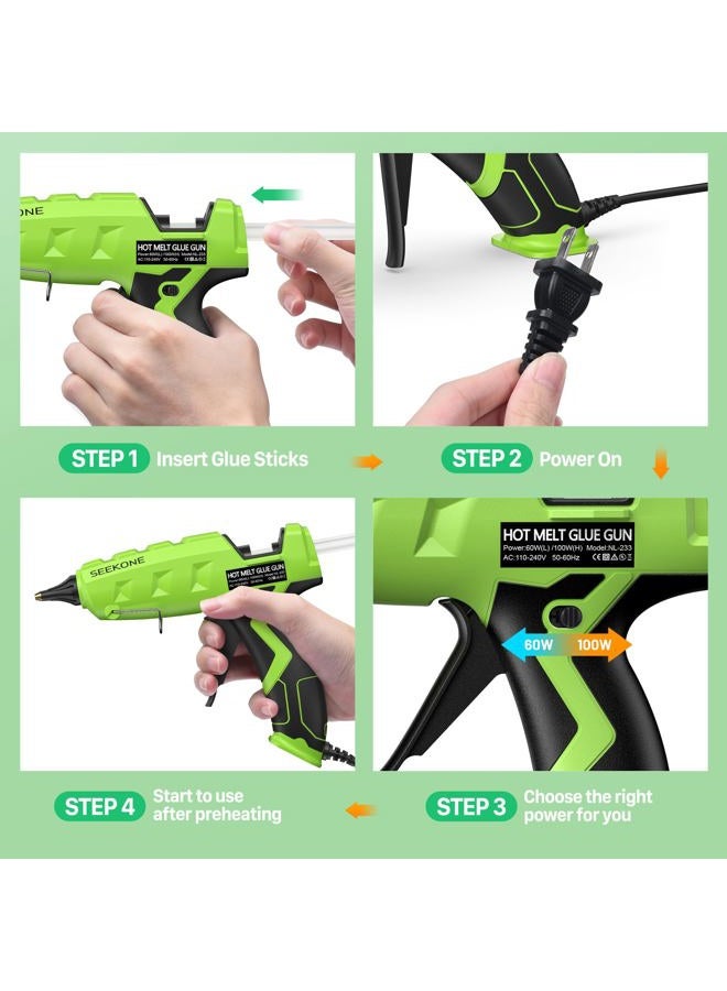 SEEKONE Full Size Hot Glue Gun, 60/100W Dual Power Large Glue Gun with 20 Pcs Premium Glue Sticks, High Temp Heavy Duty Industrial Glue Gun Kit for Quick Home Repairs, Arts, Crafts, DIY, Sealing - Image 5