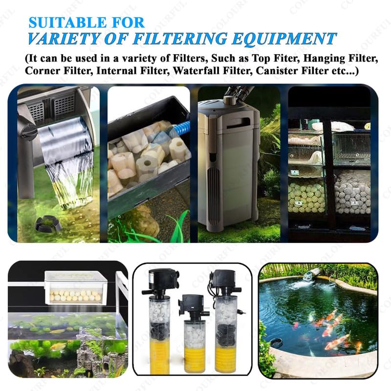 colourful - Filter Media for Aquarium | Improved Water Quality and Healthy Fish Tanks | Small White Ceramic Rings, 250g with NET Bag - Image 4