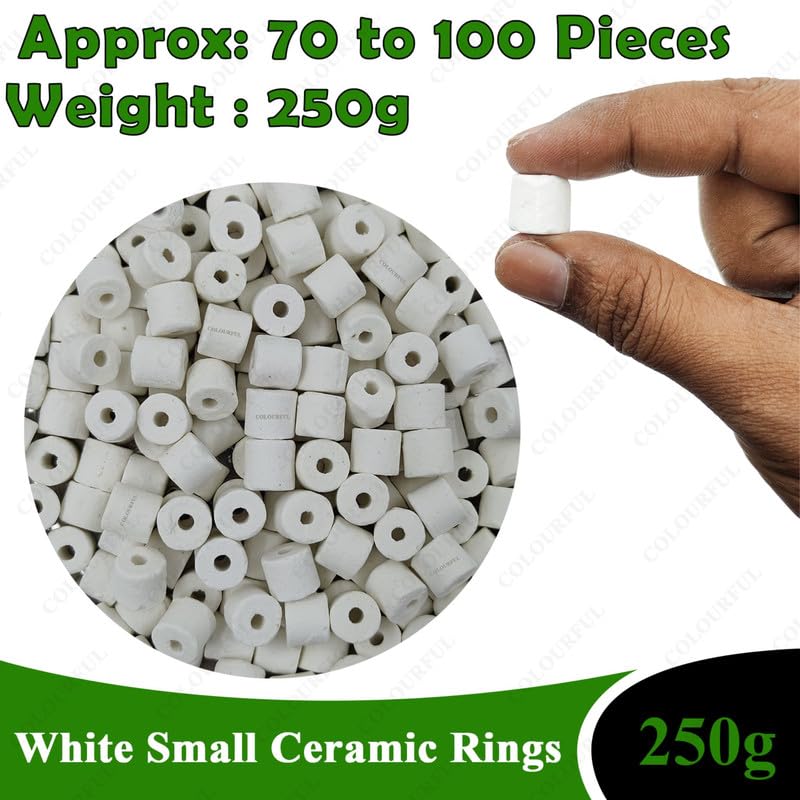 colourful - Filter Media for Aquarium | Improved Water Quality and Healthy Fish Tanks | Small White Ceramic Rings, 250g with NET Bag - Image 2