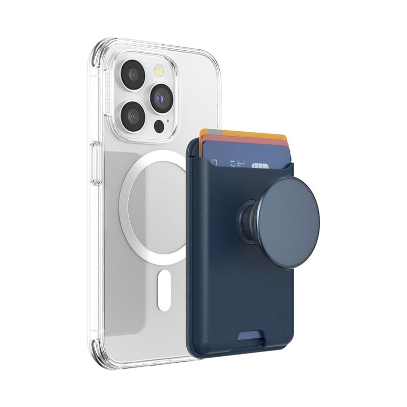 PopSockets Phone Wallet for MagSafe, Phone Card Holder with Grip, Navy Blue - Navy - Image 1