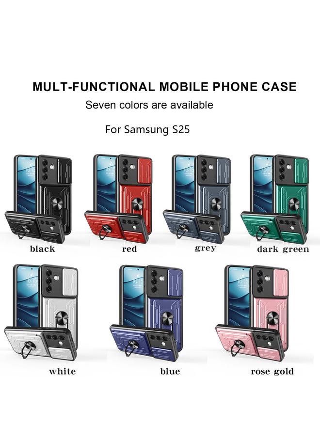 S-TOP Case For Samsung Galaxy S25 5G Sliding Camshield TPU+PC Phone Case with Card Slot - Image 2