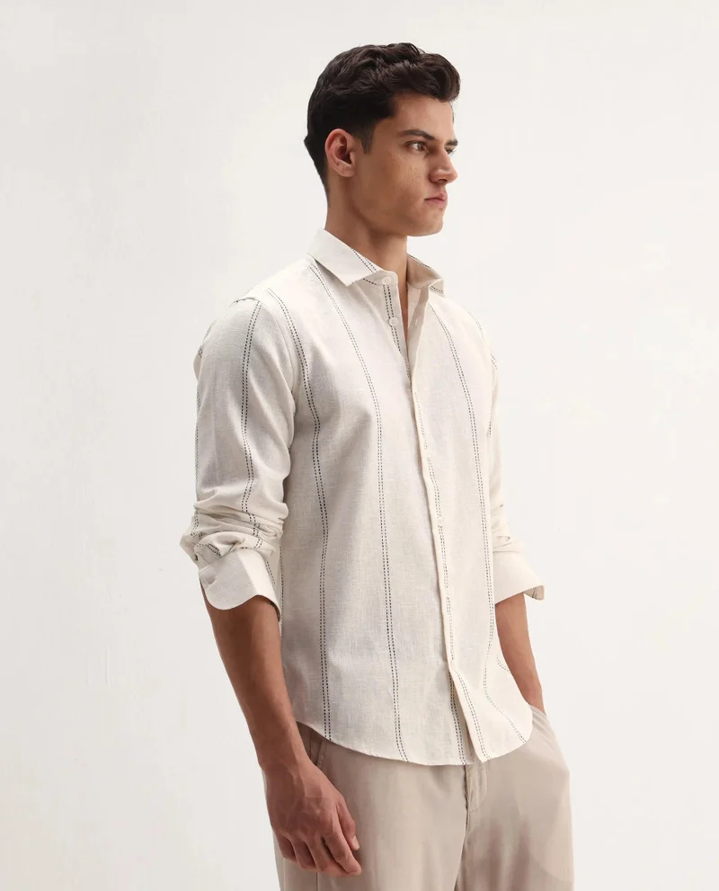 Rare Rabbit Men's Striped Regular Fit Shirt