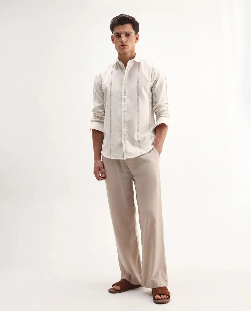 Rare Rabbit Men's Striped Regular Fit Shirt