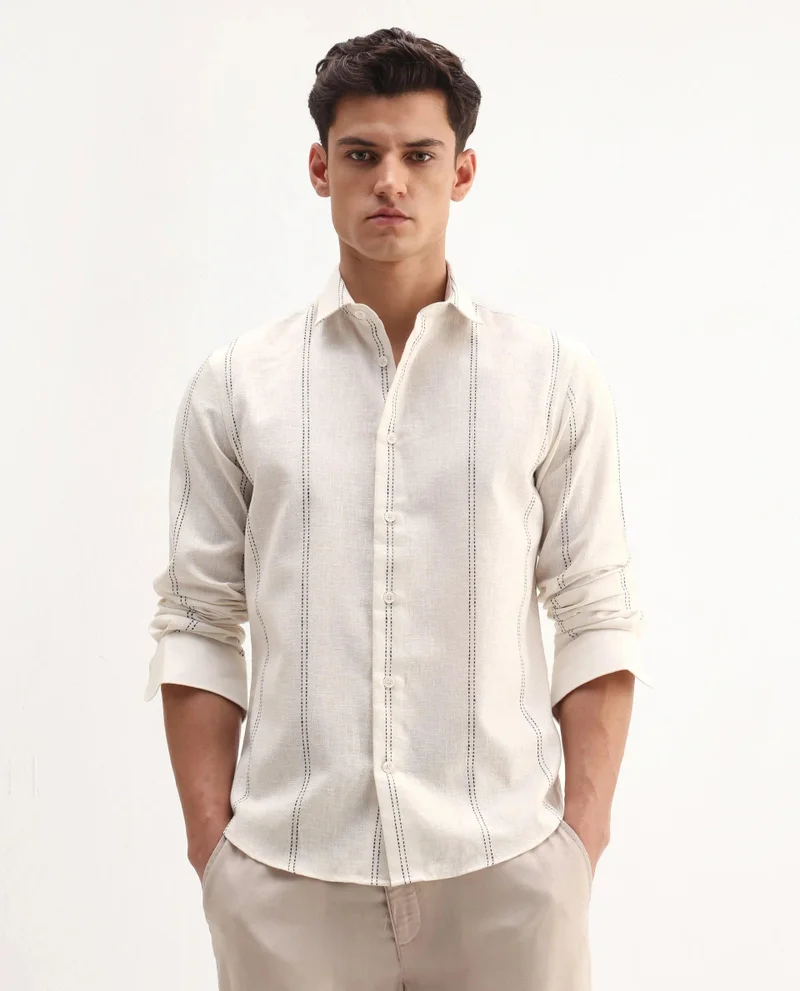 Rare Rabbit Men's Striped Regular Fit Shirt